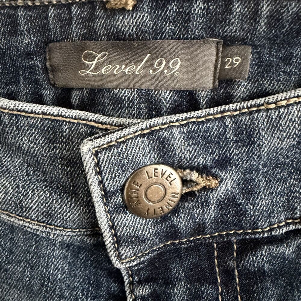 lily skinny straight distressed medium wash jeans whiskered faded 29 by level 99 - Picture 6 of 12